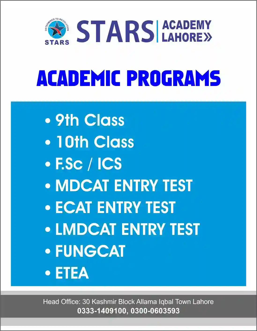 Stars Academy Lahore Academic Programs